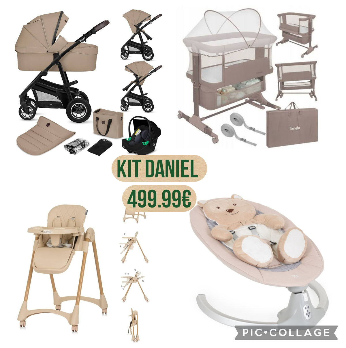 Kit Daniel con trio lionelo 4 pezzi più culla co-sleep lionelo piu sediolone pappananna piu altalena dondolo automatica 499€ completa di spedizione 540 in tutta italia