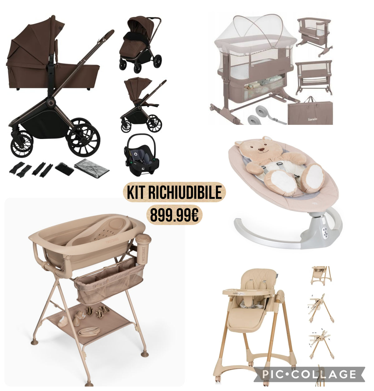 Kit richiudibile con trio lionelo freja chocolate più culla co-sleep lionelo sediolone pappananna reclinabile  bagnetto twistshake piu altalena a dondolo automatica 899.99€ completo di spedizione 950 € in tutta italia