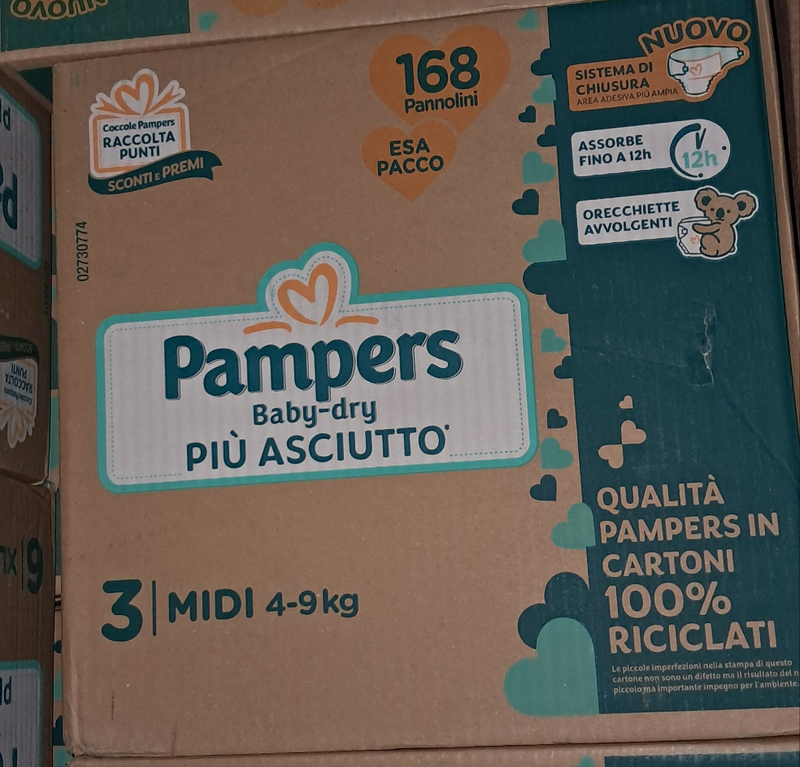 Pampers baby dry 168pz 3 taglia