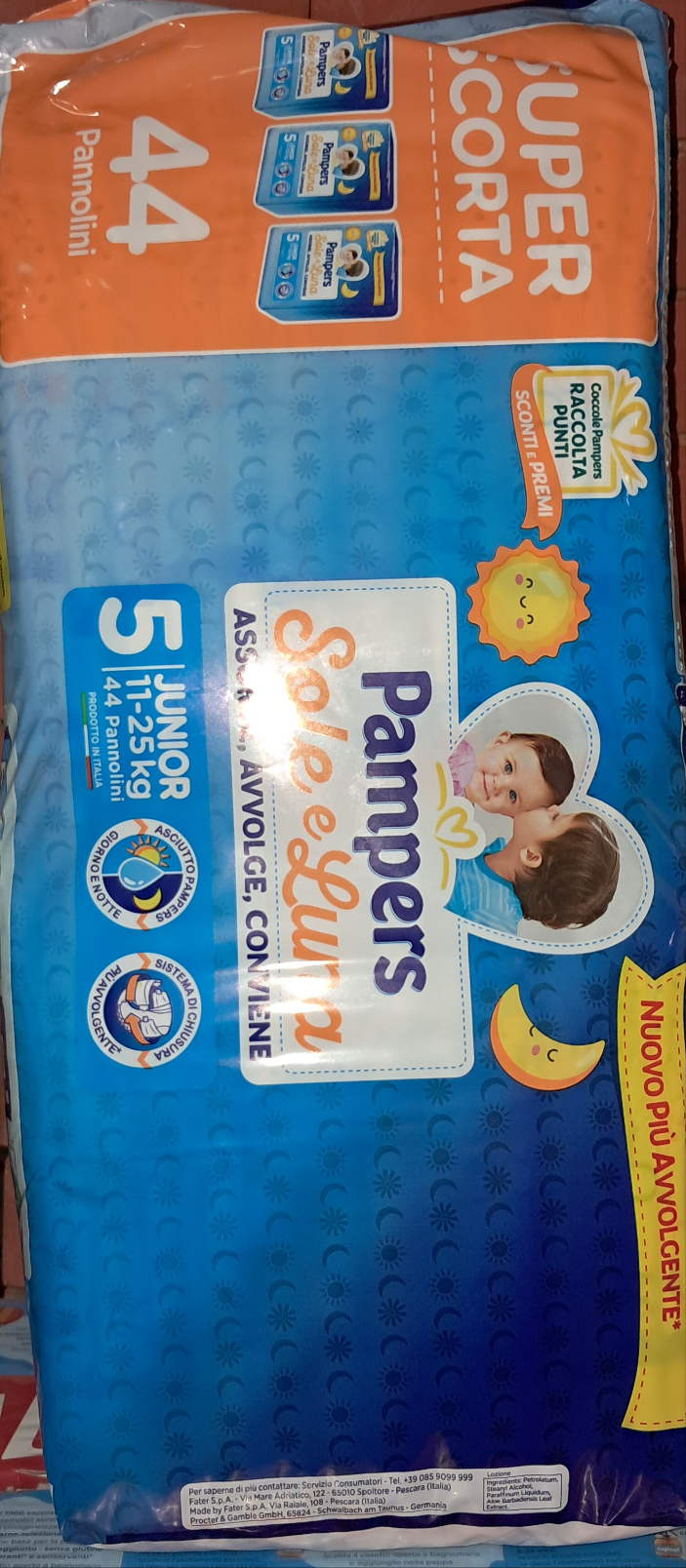 Pampers sole e luna 44pz 5 taglia