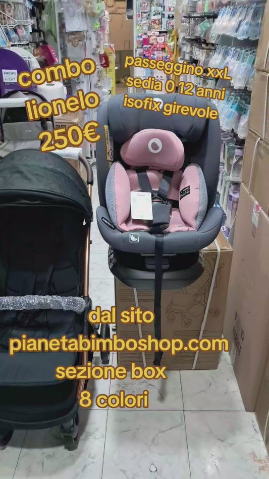 Box passeggino xxL ingrid più sediolone auto lionelo bastian 0 12 anni girevole isofix