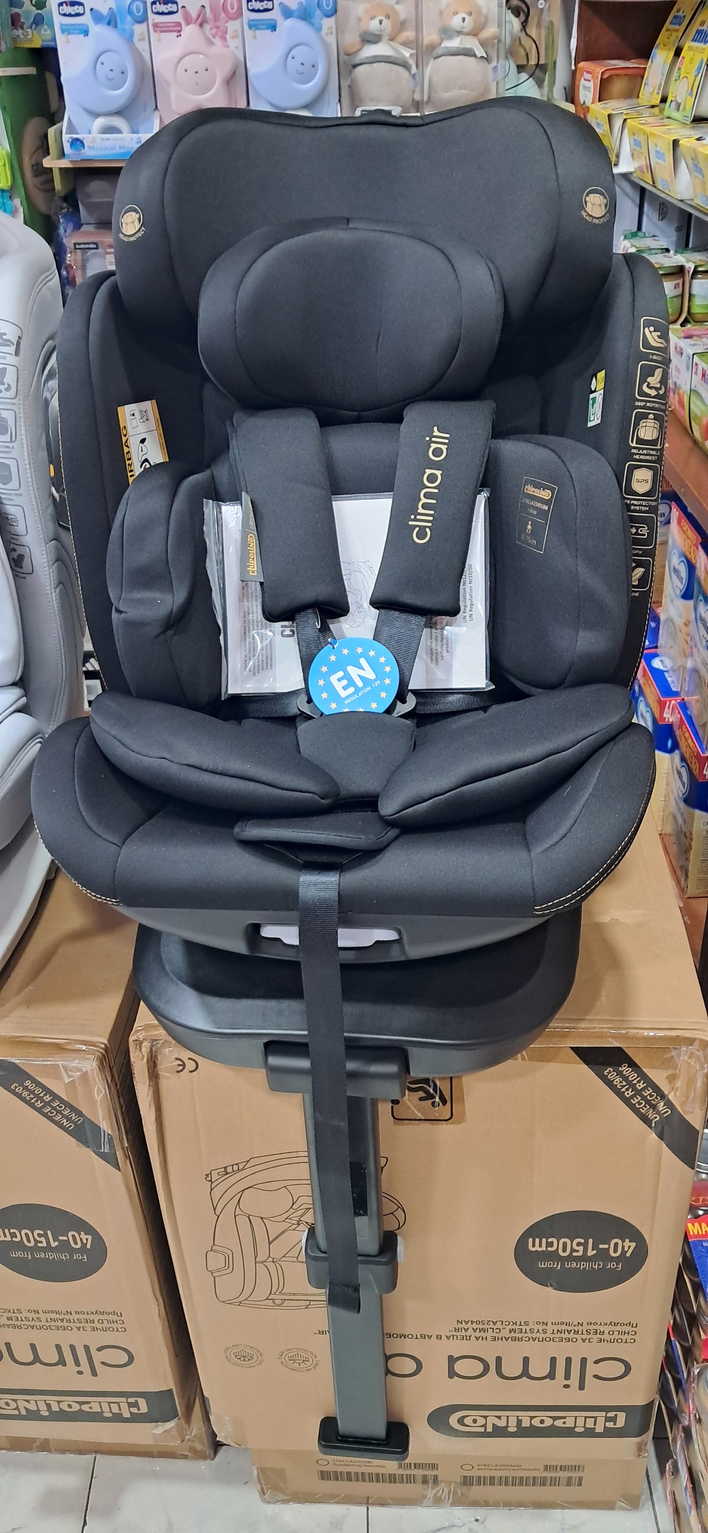 Sedia clima air con regolazione di temperatura isofix girevole 360° con piede di sicurezza