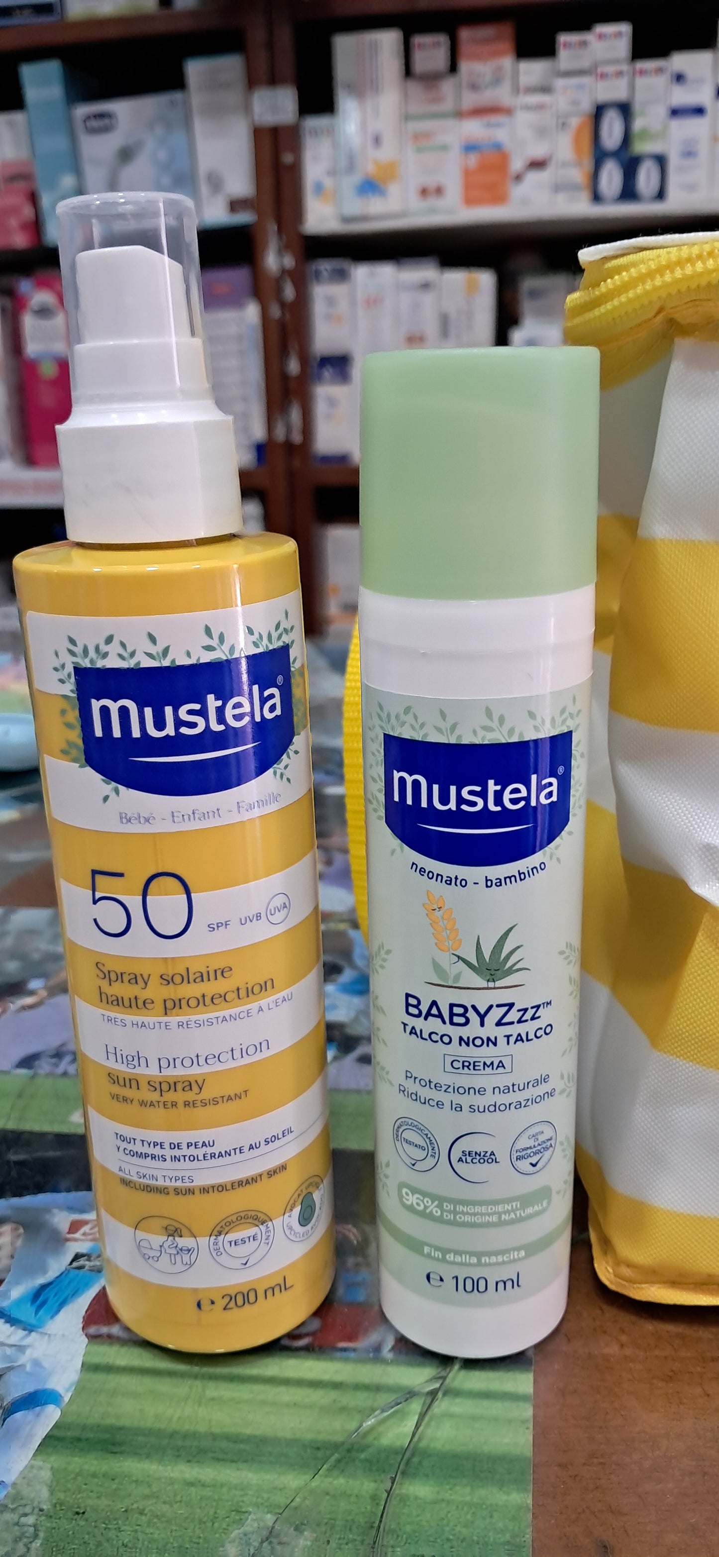 Kit estate passeggino piu kit mustela protezione piu talco zanzare più borsa frigo