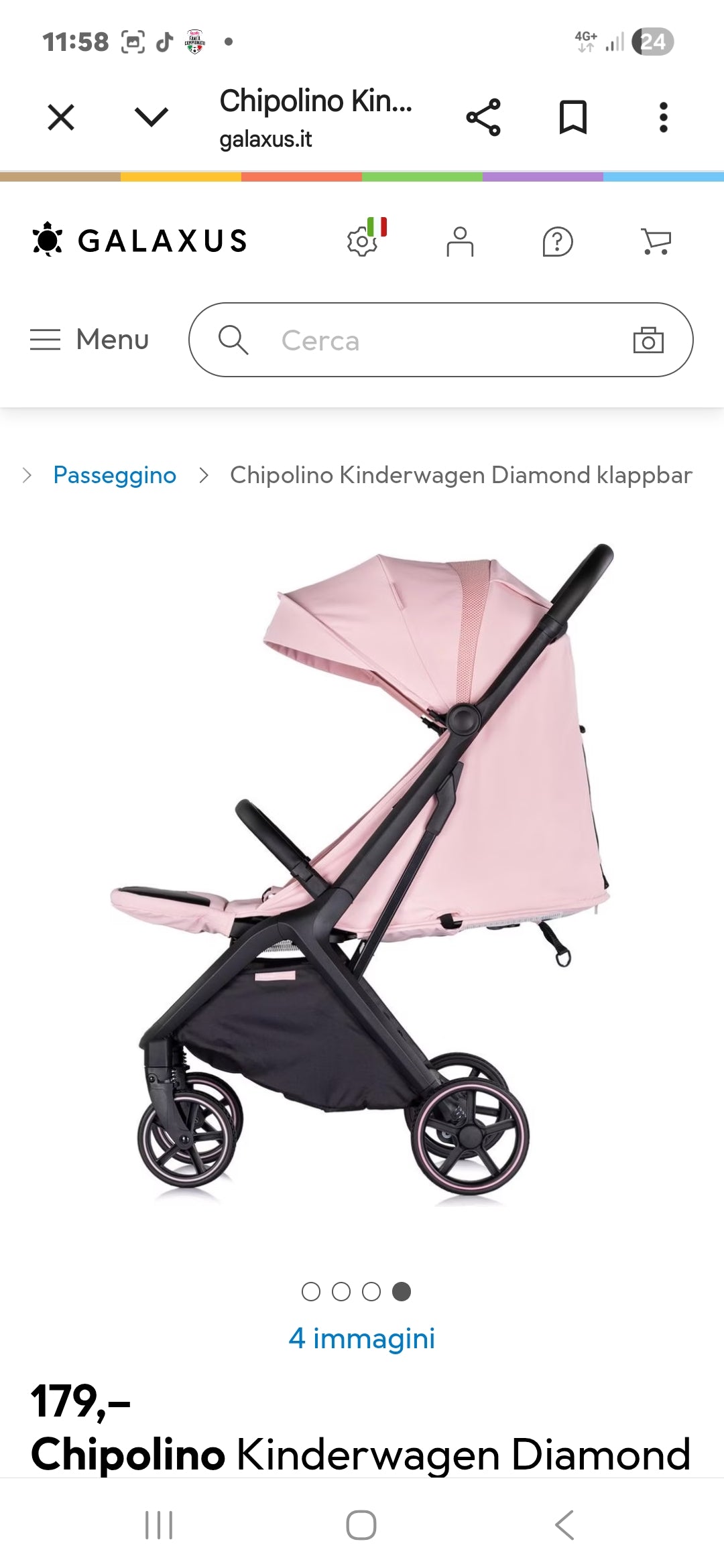 Chipolino diamods 4 ammortizzatori reclinabile doppio cappotta ruote gommate impermeabile chiusura automatica