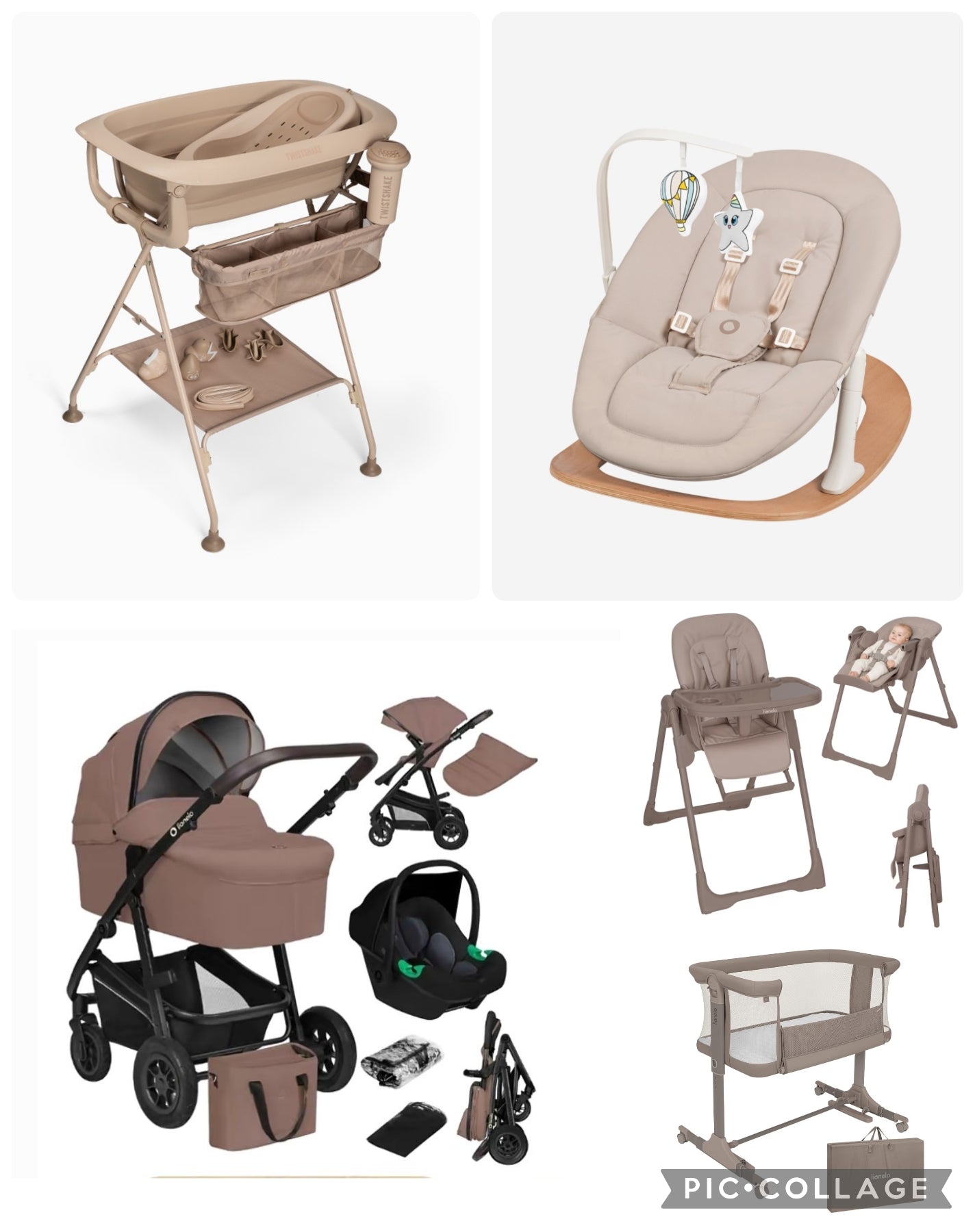 Kit adelle con trio cioccolato 4 pezzi piu sediolone pappananna più twistshake fasciatoio più culla co-sleep piu altalena dondolo tot 599.99€ più spedizione 650.00€ in tutta italia