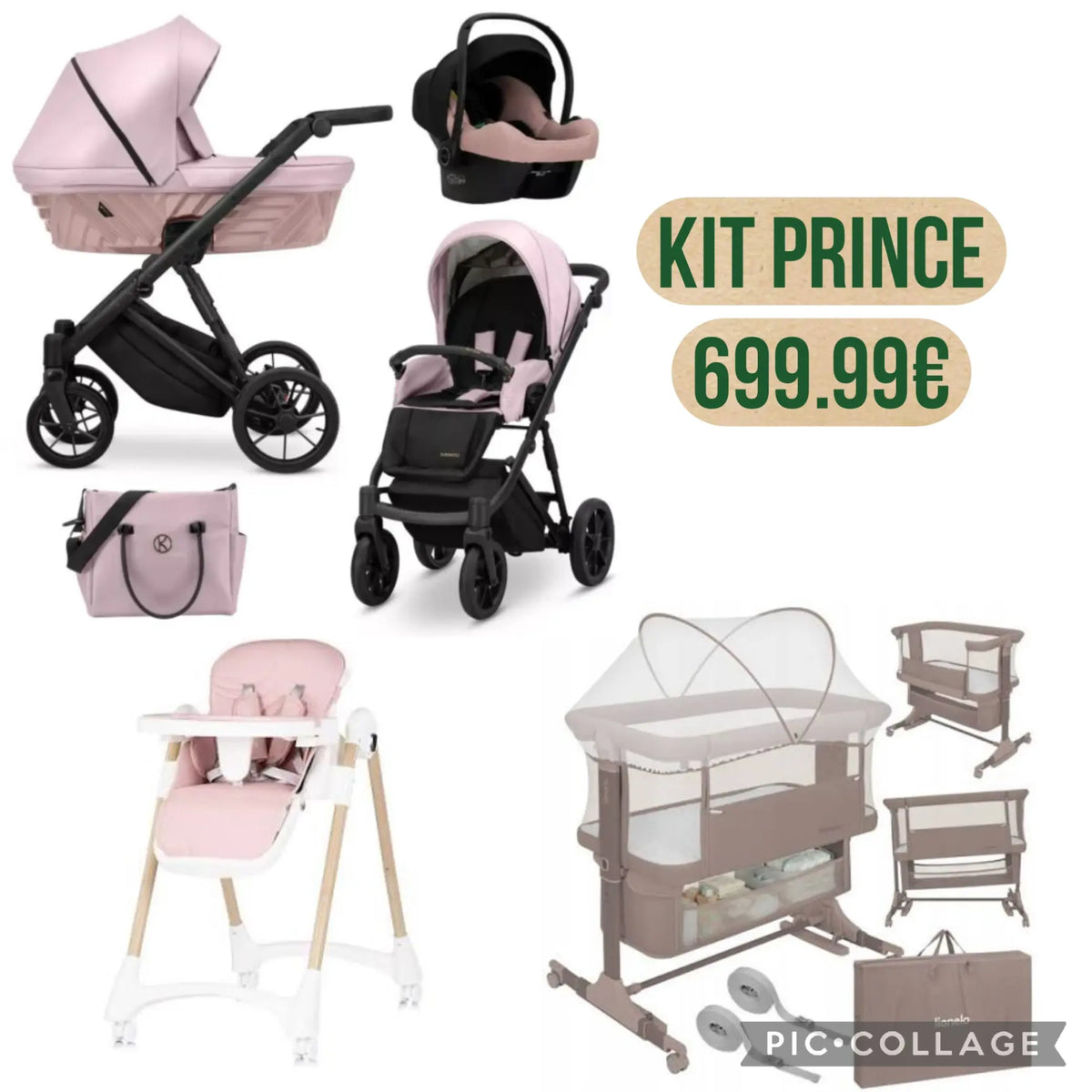 Kit prince con trio diamond, next to me completo più sediolone 699.99€ completo di spedizione 750 in tutta Italia