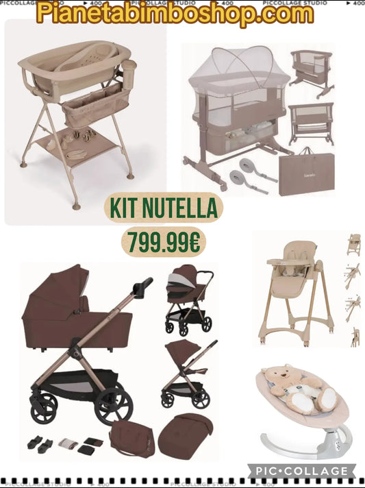 Kit Nutella 799.99€ comprende trio lionelo chocolate full optional   ,bagnetto twistshake, next to me lionelo completa,sediolone pappananna, altalena dondolo automatica orso.prezzo 850€ compreso di spedizione in tutta Italia