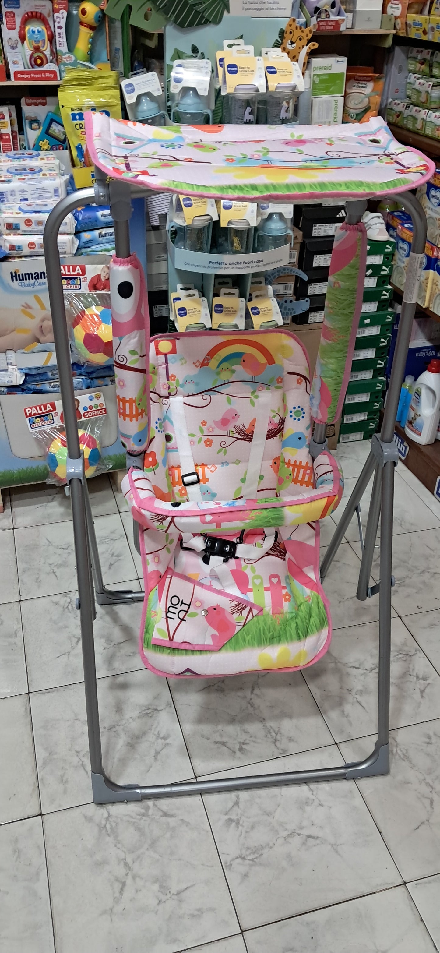 Altalena pieghevole. Disponibile azzurro o rosa