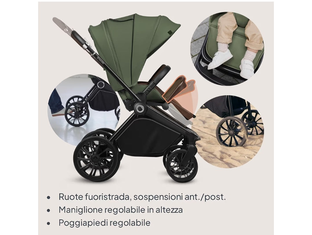 Kit green con trio lionelo off road piu sediolone evolutivo piu culla co sleep completa .prezzo 680 con spedizione in tutta Italia. Consegna tra i 10 13 giorni