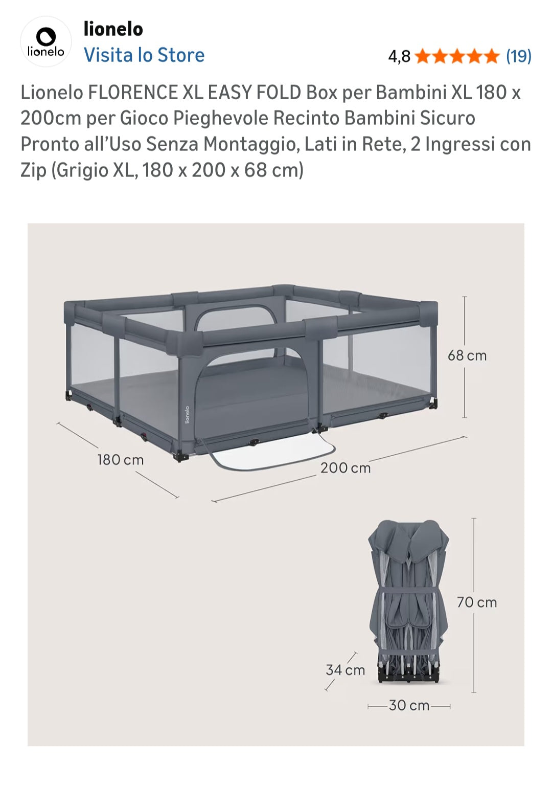 Play center richiudibile lionelo