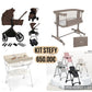 Kit stefy 650.00€ con trio lionelo mika plus 4 pezzi completo parapioggia zanzariera borsa.piu fasciatoio cam volare piu sediolone pappananna piu culla co sleep. Tot 699.99 completo di spedizione in tutta Italia
