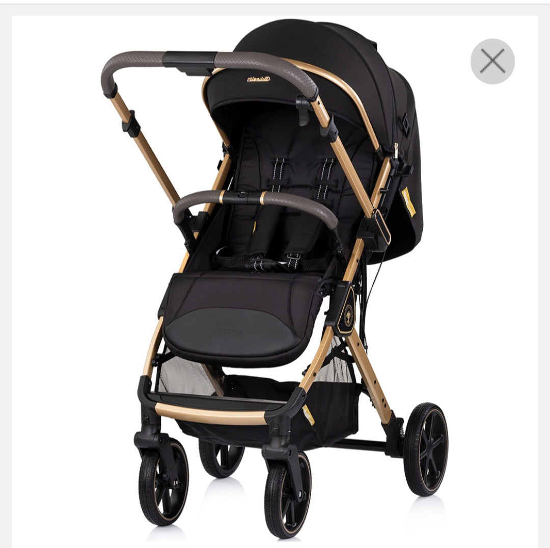 Passeggino xxL omnia  reversibile con maniglione  chiusura compatta completo di coprigambe  4 ammortizzatori leva abbassa alza schienale anti scivolo impermeabile