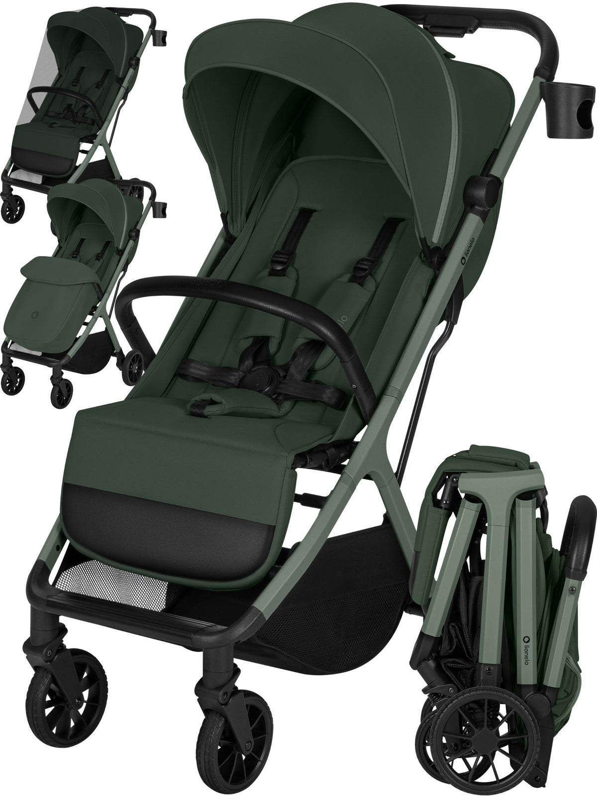 New lionelo 2027 cloè plus con seduta xxL zanzariera coprigambe chiusura automatica leggero 4 ammortizzatori portabiberon sfoderabile upf50 ruote in gomma reclinabile
