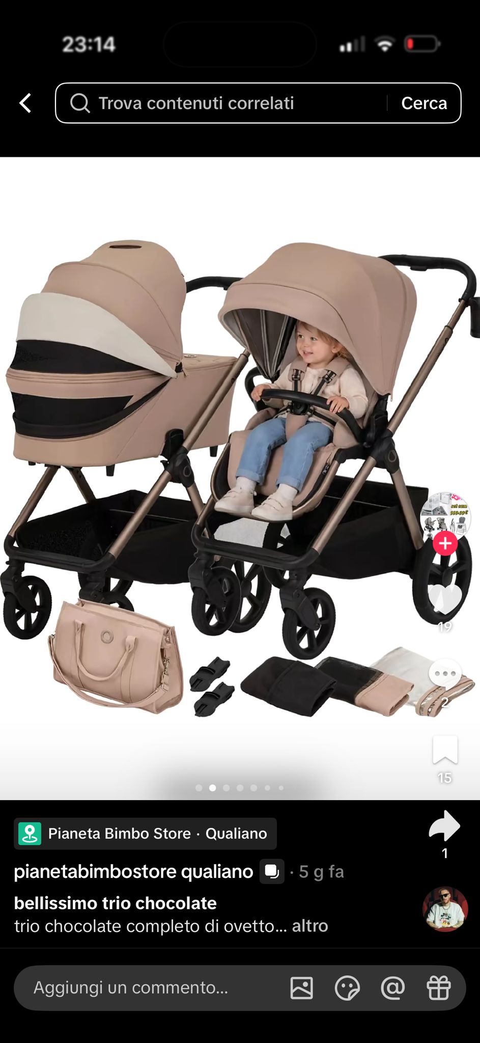 Trio carmine lionelo beige completo di ovetto e passeggino fronte retro completo di materasso con rete anti rigurgito.