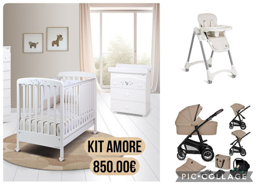 Kit amore con trio 4 pezzi lionelo piu culla,bagnetto fasciatoio 3 casetti piu sediolone pappananna 850.00€.completo di spedizione 920 .verrà spedito pedana epal tutto sigillato