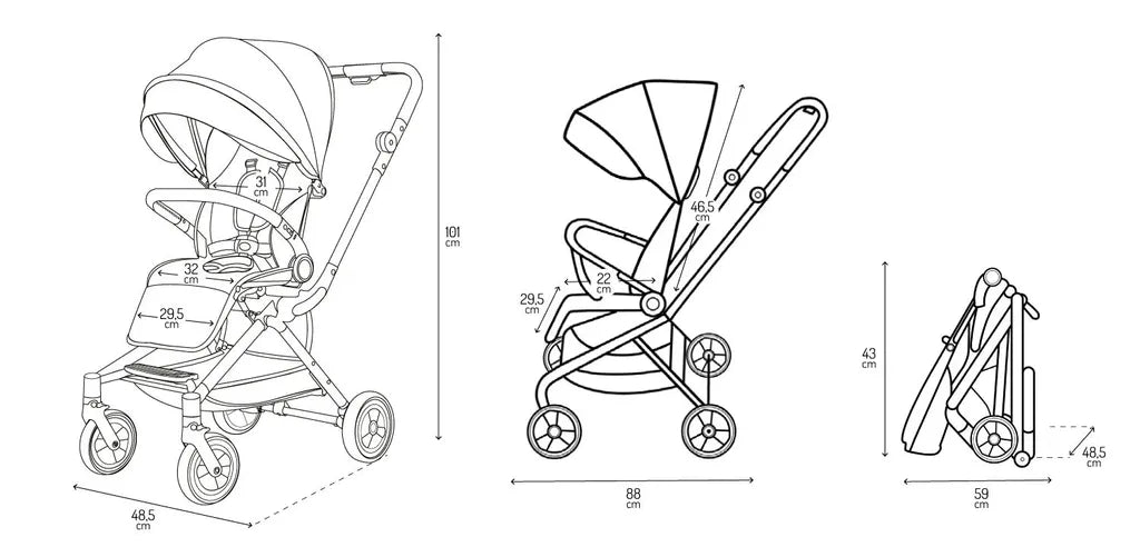 Passeggino momi reversibile 0 22kg return 360
